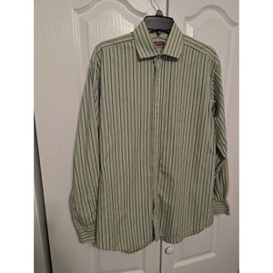 ANDREW CARRINGTON Long Sleeve Button Green Woven In Italy Large